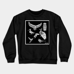 the not so angry animal square of birds in mexican totonac patterns ecopop art Crewneck Sweatshirt